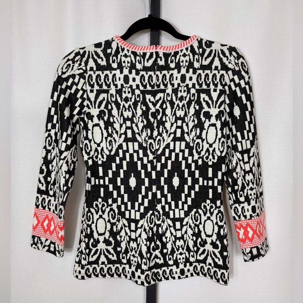 Yoana Baraschi Womens Top Black White Coral Pink Stretch Knit Size Small - Picture 5 of 11